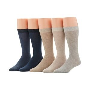 Perry Ellis Men's 5 Pack Ribbed Crew Socks in , Polyester/Spandex, Solid NWT